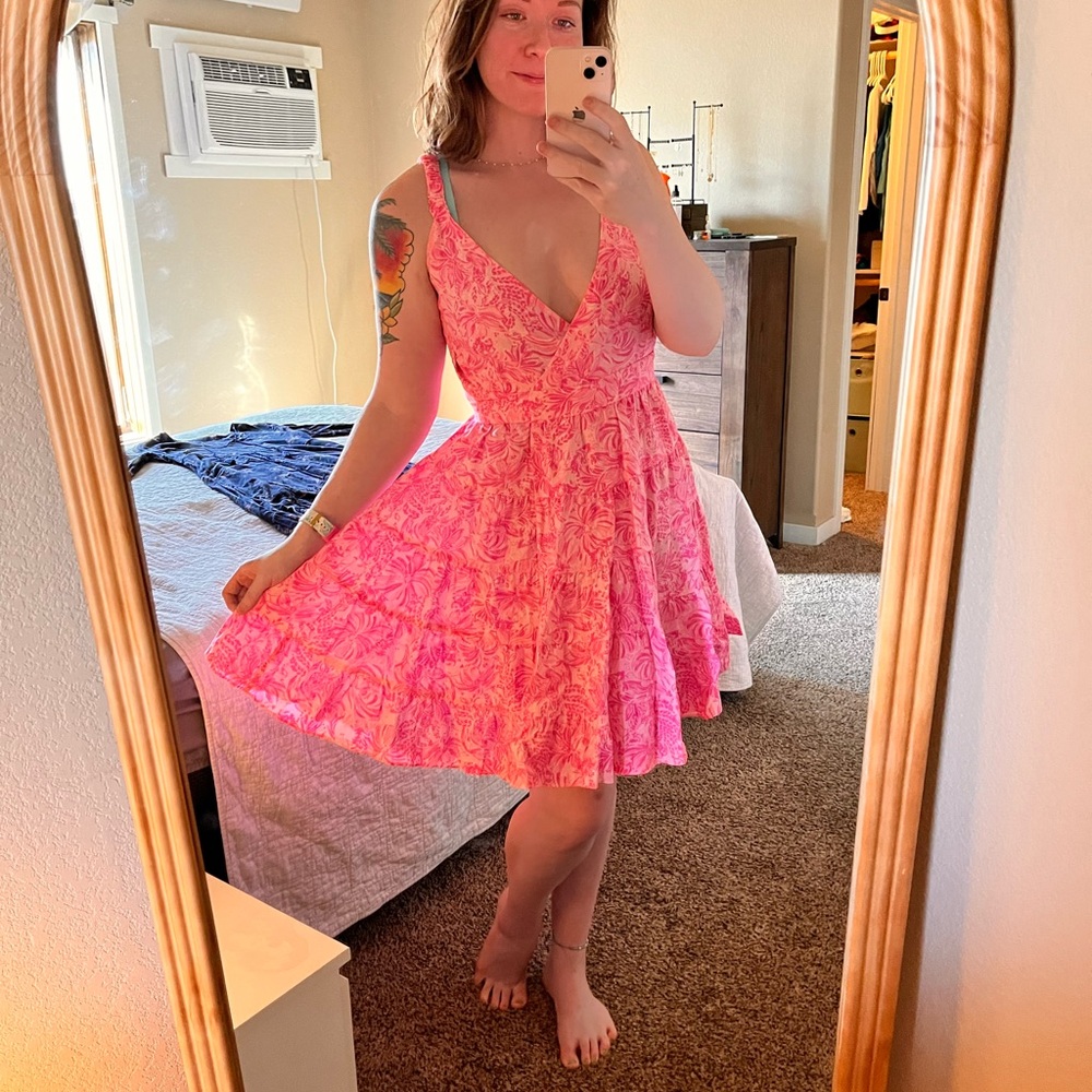 Pink Floral Sleeveless Dress